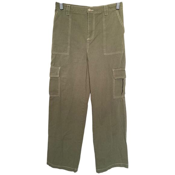 Full Tilt Pants - FULL TILT Contrast Stitch Womens Olive Cargo Pants size Large